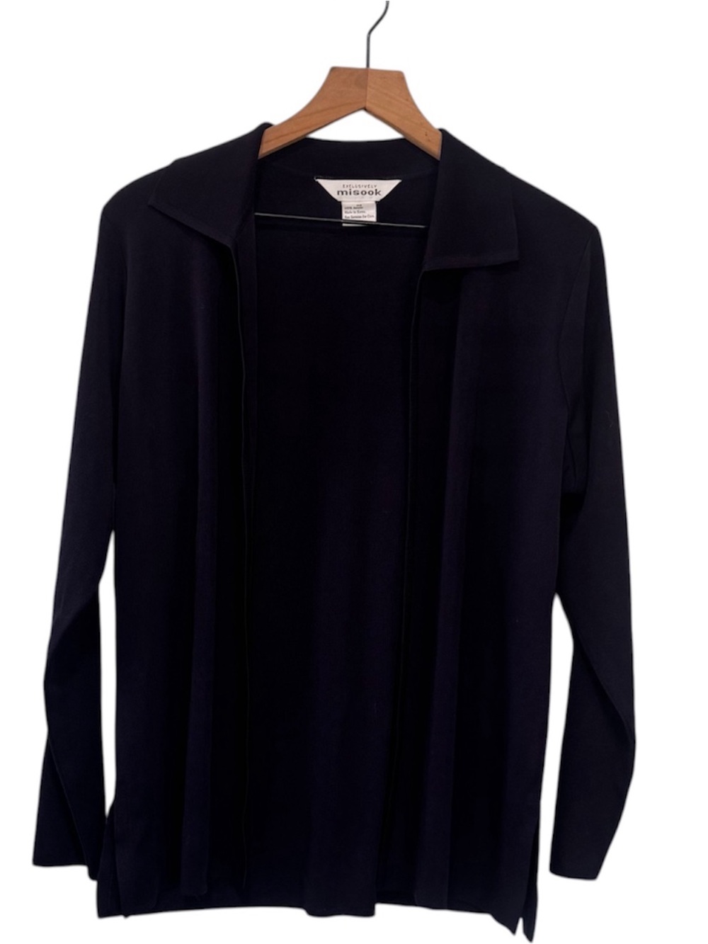 Misook Black Open-Front Knit Blazer
